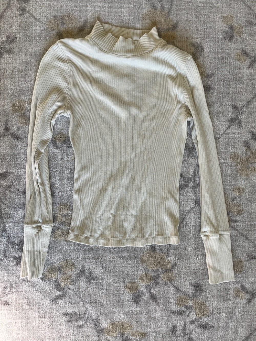 Ribbed Cotton Mock Neck Pale Green Small